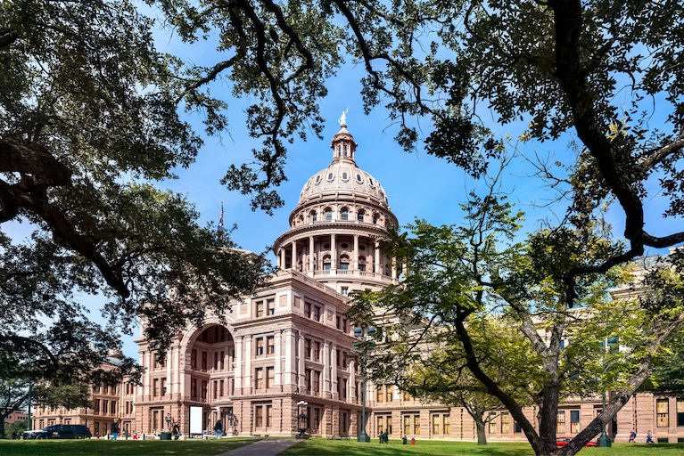 Austin Capitol Building with Trees
