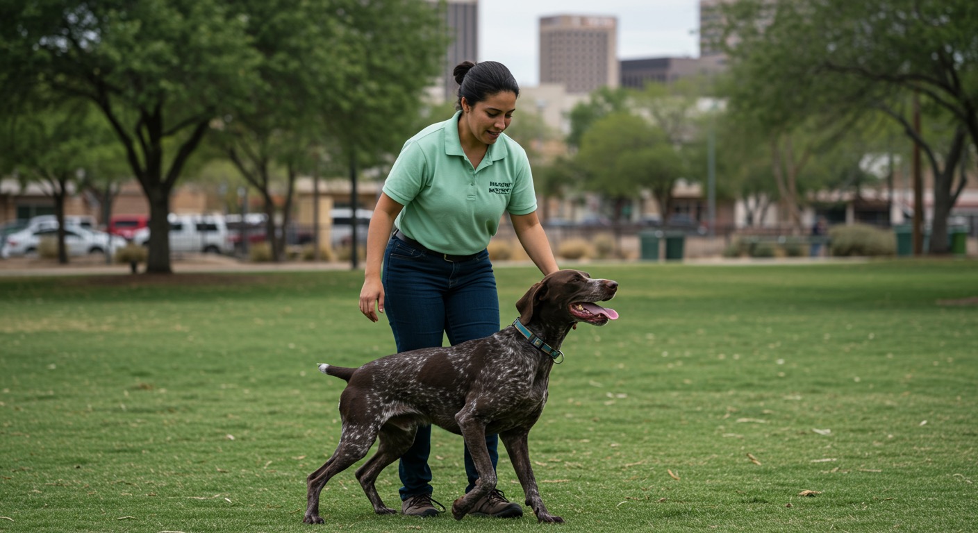Dog Training In A Park Somewhere Brown Dog