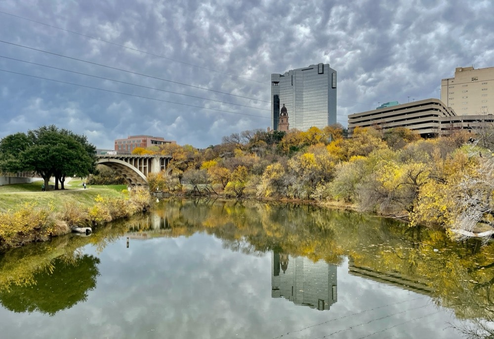 Paddock Viaduct bridge over the Trinity River in downtown Fort Worth Texas